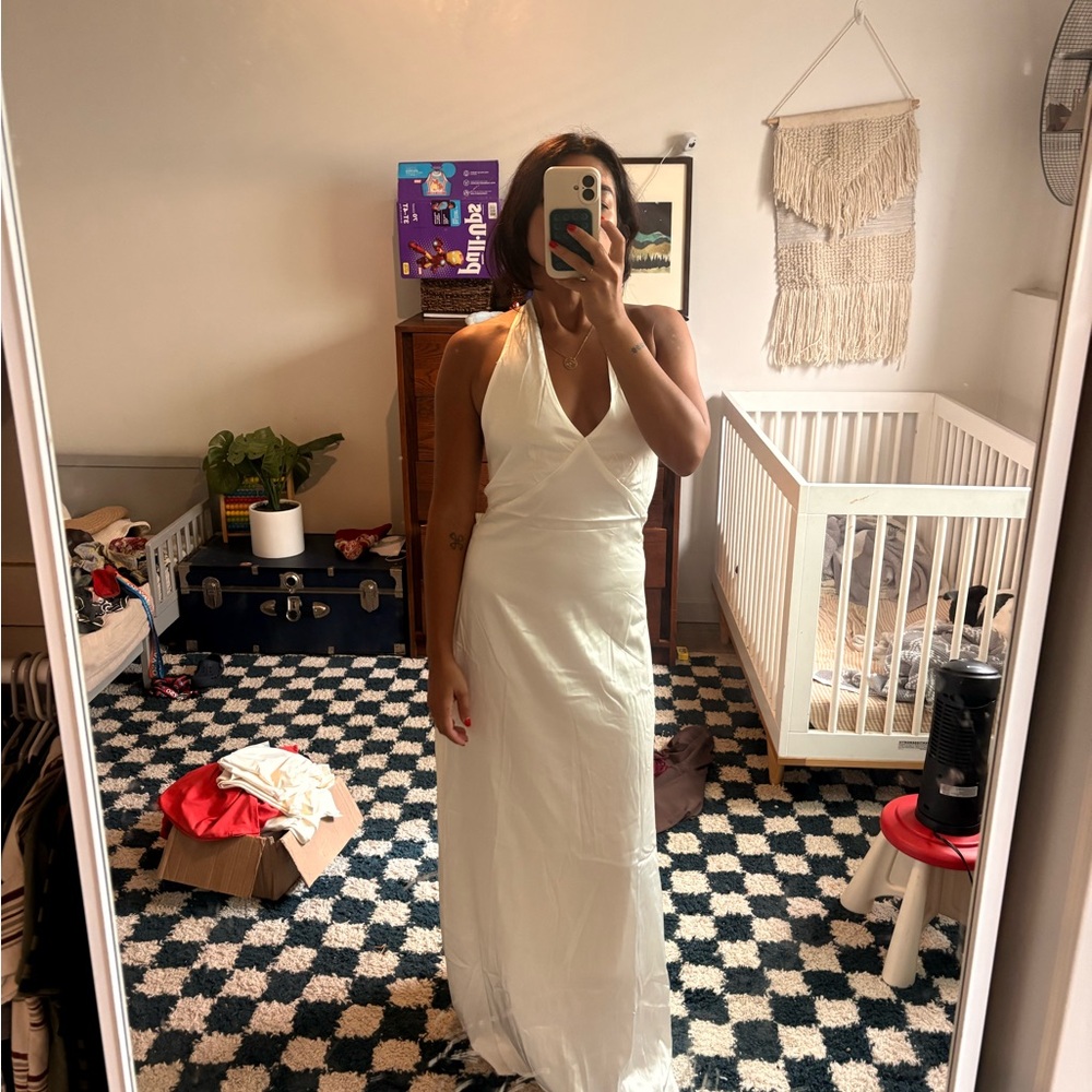 Elegant White Halter Maxi Dress